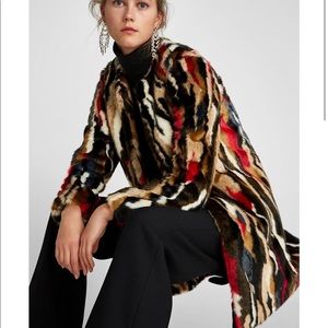 Zara Multi color fur coat size medium